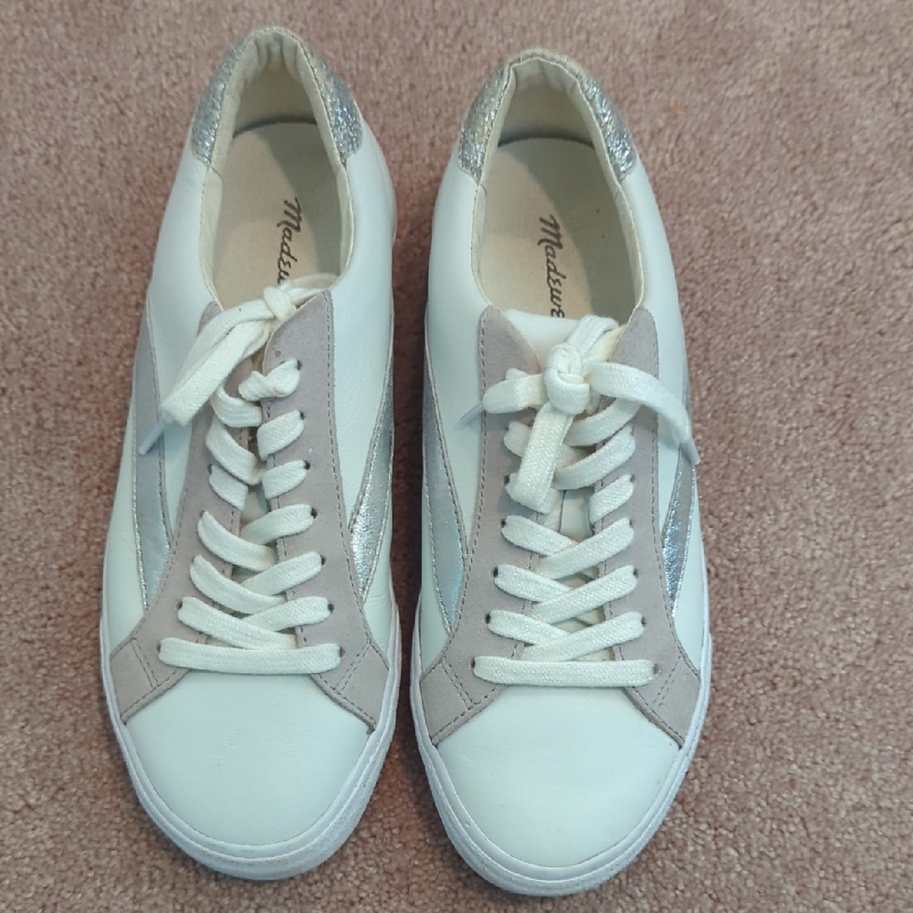 Madewell Women's Sneakers in White, Silver, and Gray